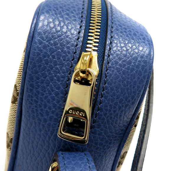 Gucci Shoulder Bag Canvas GG Leather Blue - Picture 8 of 9